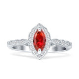 Art Deco Engagement Ring Halo Marquise Cubic Zirconia 925 Sterling Silver