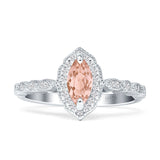 Art Deco Engagement Ring Halo Marquise Cubic Zirconia 925 Sterling Silver