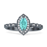 Art Deco Engagement Ring Halo Marquise Cubic Zirconia 925 Sterling Silver