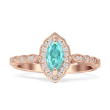 Art Deco Engagement Ring Halo Marquise Cubic Zirconia 925 Sterling Silver