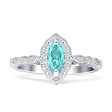 Art Deco Engagement Ring Halo Marquise Cubic Zirconia 925 Sterling Silver