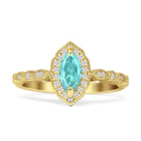 Art Deco Engagement Ring Halo Marquise Cubic Zirconia 925 Sterling Silver