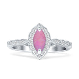 Art Deco Engagement Ring Halo Marquise Cubic Zirconia 925 Sterling Silver