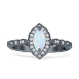 Art Deco Engagement Ring Halo Marquise Cubic Zirconia 925 Sterling Silver