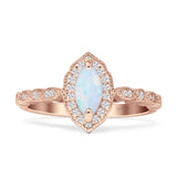 Art Deco Engagement Ring Halo Marquise Cubic Zirconia 925 Sterling Silver