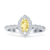 Art Deco Engagement Ring Halo Marquise Cubic Zirconia 925 Sterling Silver