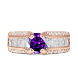 Round Engagement Ring Vintage Style Cubic Zirconia 925 Sterling Silver