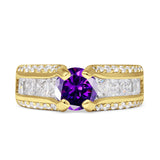 Round Engagement Ring Vintage Style Cubic Zirconia 925 Sterling Silver