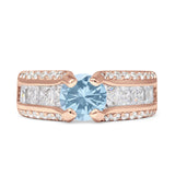 Round Engagement Ring Vintage Style Cubic Zirconia 925 Sterling Silver