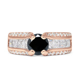 Round Engagement Ring Vintage Style Cubic Zirconia 925 Sterling Silver
