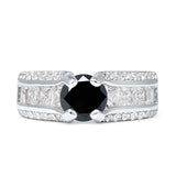 Round Engagement Ring Vintage Style Cubic Zirconia 925 Sterling Silver