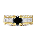 Round Engagement Ring Vintage Style Cubic Zirconia 925 Sterling Silver