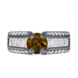Round Engagement Ring Vintage Style Cubic Zirconia 925 Sterling Silver