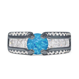 Round Engagement Ring Vintage Style Cubic Zirconia 925 Sterling Silver