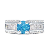Round Engagement Ring Vintage Style Cubic Zirconia 925 Sterling Silver