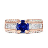Round Engagement Ring Vintage Style Cubic Zirconia 925 Sterling Silver