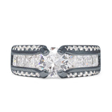 Round Engagement Ring Vintage Style Cubic Zirconia 925 Sterling Silver