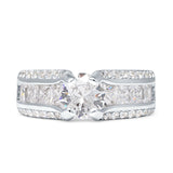 Round Engagement Ring Vintage Style Cubic Zirconia 925 Sterling Silver