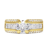 Round Engagement Ring Vintage Style Cubic Zirconia 925 Sterling Silver