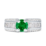 Round Engagement Ring Vintage Style Cubic Zirconia 925 Sterling Silver