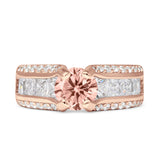 Round Engagement Ring Vintage Style Cubic Zirconia 925 Sterling Silver