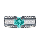 Round Engagement Ring Vintage Style Cubic Zirconia 925 Sterling Silver