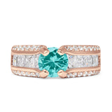 Round Engagement Ring Vintage Style Cubic Zirconia 925 Sterling Silver