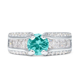 Round Engagement Ring Vintage Style Cubic Zirconia 925 Sterling Silver