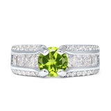 Round Engagement Ring Vintage Style Cubic Zirconia 925 Sterling Silver