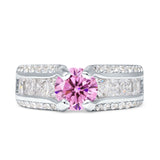 Round Engagement Ring Vintage Style Cubic Zirconia 925 Sterling Silver