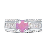 Round Engagement Ring Vintage Style Cubic Zirconia 925 Sterling Silver
