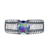 Round Engagement Ring Vintage Style Cubic Zirconia 925 Sterling Silver