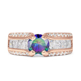 Round Engagement Ring Vintage Style Cubic Zirconia 925 Sterling Silver
