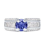 Round Engagement Ring Vintage Style Cubic Zirconia 925 Sterling Silver
