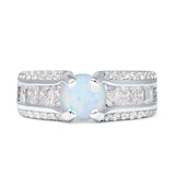 Round Engagement Ring Vintage Style Cubic Zirconia 925 Sterling Silver