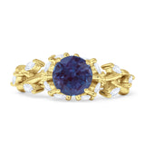 Round Infinity Marquise Vintage Style Floral Ring Lab Alexandrite 925 Sterling Silver