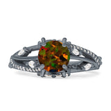 Round Engagement Ring Split Shank Cubic Zirconia 925 Sterling Silver