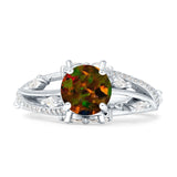 Round Engagement Ring Split Shank Cubic Zirconia 925 Sterling Silver