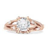 Round Engagement Ring Split Shank Cubic Zirconia 925 Sterling Silver