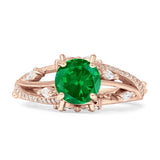 Round Engagement Ring Split Shank Cubic Zirconia 925 Sterling Silver