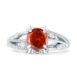 Round Engagement Ring Split Shank Cubic Zirconia 925 Sterling Silver