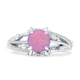 Round Engagement Ring Split Shank Cubic Zirconia 925 Sterling Silver