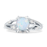 Round Engagement Ring Split Shank Cubic Zirconia 925 Sterling Silver