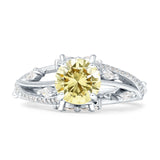 Round Engagement Ring Split Shank Cubic Zirconia 925 Sterling Silver
