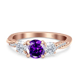 Infinity Round Three Stone Ring Cubic Zirconia 925 Sterling Silver