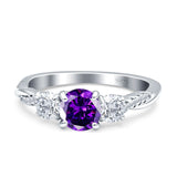 Infinity Round Three Stone Ring Cubic Zirconia 925 Sterling Silver