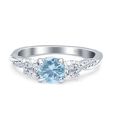 Infinity Round Three Stone Ring Cubic Zirconia 925 Sterling Silver