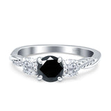 Infinity Round Three Stone Ring Cubic Zirconia 925 Sterling Silver