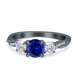 Infinity Round Three Stone Ring Cubic Zirconia 925 Sterling Silver