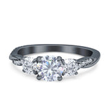 Infinity Round Three Stone Ring Cubic Zirconia 925 Sterling Silver